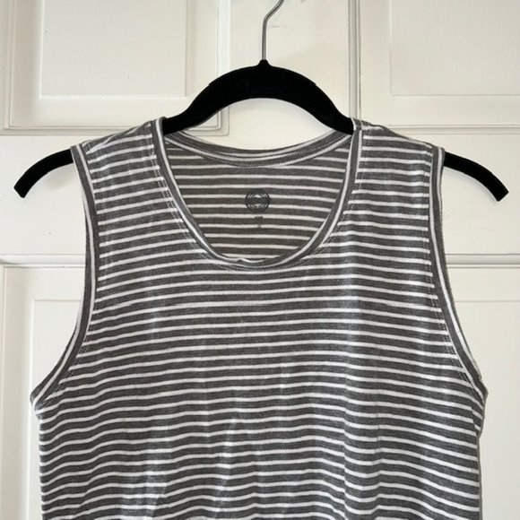 Gray Striped Tank Top w/ Gathered Hem - Picture 4 of 10